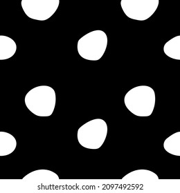 Polka dot seamless pattern vector background template. Black and white textile print flat doodle wallpaper. Boho simple round circle design. Scrapbook packaging paper.