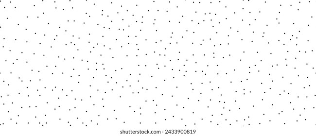 Polka Punkt nahtloses Muster. Vektor-Illustration von kleinen schwarzen Kreisen auf weißem Hintergrund. Kreative Textur von chaotischen runden Formen. Gepunktete Packpapierprobe