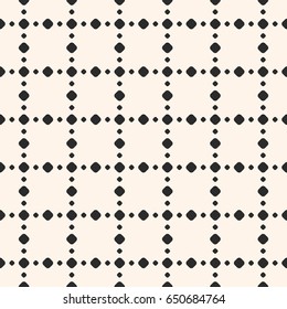 Polka dot seamless pattern, vector subtle dotted texture. Abstract monochrome background with different small circles in square geometric grid. Repeat design element for package, prints, decor, fabric