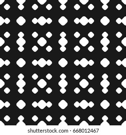 Polka dot seamless pattern, vector black & white subtle dotted texture. Abstract monochrome background with big and small circles in square geometric grid. Dark repeat design for prints, decor, covers