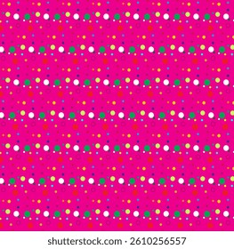 Polka dot seamless pattern.Abstract random art. Rainbow party polka vector background. All color dot.
