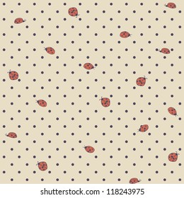 polka dot seamless textured pattern with ladybugs