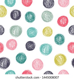 Polka dot seamless vector pattern on white background.