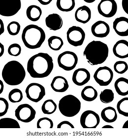 Polka dot seamless vector pattern. Trendy black and white pattern for wallpaper, textile and prints. Contemporary abstract vector illustration. Modern vector backdrop in grunge style