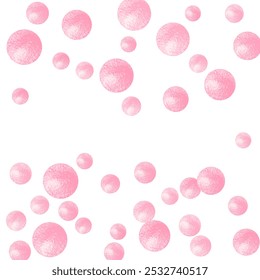 Polka Dot Sequins. Christmas Painting. Rose Festive Illustration. Pink Winter Flyer. Golden Glowing Spray. Hand Drawn Art. Metallic Particles. Golden Polka Dot Sequins