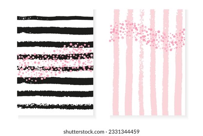 Polka Dot Sequins. Stripe Dream Art. Rose Splatter Painting. Pink Holiday Textile. Scrapbook Starburst Set. Branding Brochure. Golden Polka Concept. Stripe Polka Dot Sequins