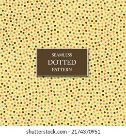 Polka dot einfaches, nahtloses Zeichenmuster - bunter Vintage Mosaik Design. Vektorwiederholbarer gelber Hintergrund. Stoffdruck, Mode 80-90er