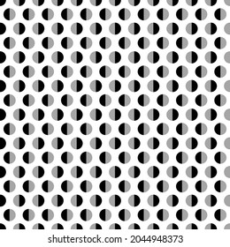 Polka dot spot seamless pattern texture it one side is black, the other half is grey on white color background. This circle design for paper print or wrapping. Simple round shape vector illustration.