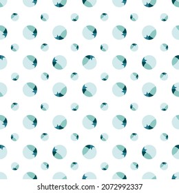 Polka dot spot seamless pattern it one side is aqua modern texture, the other half is blue on white color background. circle design for paper print or wrapping. Simple round shape vector illustration.