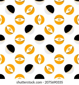 Polka dot spot seamless pattern it one side is magic eye texture, the other half is grey on white color background. circle design for paper print or wrapping. Simple round shape vector illustration.