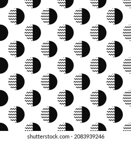 Polka dot spot seamless pattern texture it one side is white chevron texture, the other half is black on transparency background. This circle design for paper print or wrapping. Simple round vector.