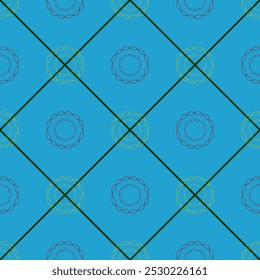 Polka dot in square on blue seamless pattern. Fashion graphic background design. Modern stylish abstract texture. Colorful template for prints, textiles, wrapping wallpaper. Vector illustration