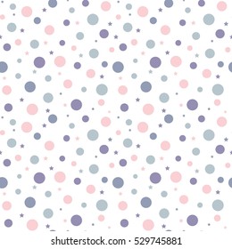 Polka dot and star seamless pattern in vintage colors. Simple background. Vector illustration