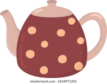 Polka ponto bule isolado no fundo branco. Ilustração com chaleira bonitinha 