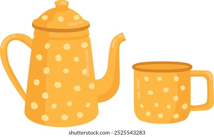 Polka dot teapot. Retro ceramic tea tableware