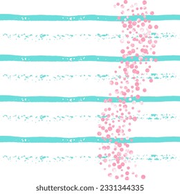 Polka Dot Template. Hand Drawn Design. Metallic Magazine. Mint Scatter Painting. Pink Festive Cover. Rose Brochure. Stripe Fashion Concept. Turquoise Polka Dot Template