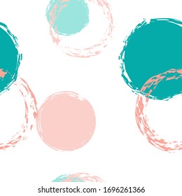 Polka Dot. Texture Vector Seamless Pattern. Color Ornament. White Abstract Background With Watercolor Fall Chaotic Shapes. Trend Soft Textile. Chalk Brush Rounds, Confetti.

