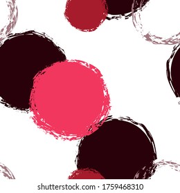 Polka Dot. Texture Vector Seamless Pattern. Bright Dotted Pattern. White Abstract Background With Watercolor Fall Chaotic Shapes. Grunge Retro Packaging. Chalk Brush Rounds, Confetti.
