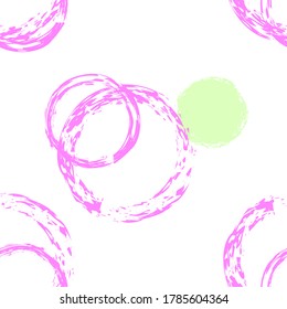 Polka Dot. Texture Vector Seamless Pattern. Vivid Dotted Pattern. White Abstract Background With Watercolor Fall Chaotic Shapes. Simple Artistic Textile. Chalk Brush Rounds, Confetti.
