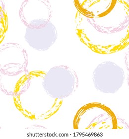 Polka Dot. Texture Vector Seamless Pattern. Color Dotted Pattern. White Abstract Background With Watercolor Fall Chaotic Shapes. Trend Vintage Packaging. Chalk Brush Rounds, Confetti.
