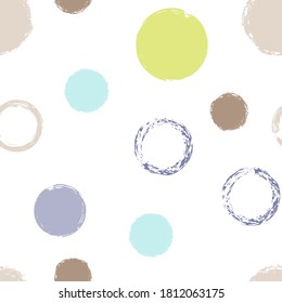 Polka Dot. Texture Vector Seamless Pattern. Vivid Design. White Abstract Background With Watercolor Fall Chaotic Shapes. Simple Vintage Packaging. Chalk Brush Rounds, Confetti.
