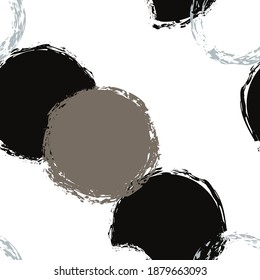 Polka Dot. Texture Vector Seamless Pattern. Color Design. White Abstract Background With Watercolor Fall Chaotic Shapes. Trend Pastel Fabric. Chalk Brush Rounds, Confetti.
