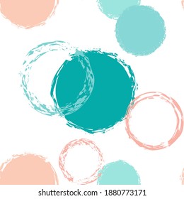 Polka Dot. Texture Vector Seamless Pattern. Multicolor Decor. White Abstract Background With Watercolor Fall Chaotic Shapes. Trend Vintage Fabric. Chalk Brush Rounds, Confetti.
