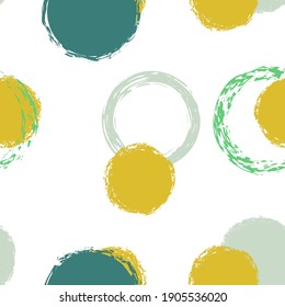 Polka Dot. Texture Vector Seamless Pattern. Color Design. White Abstract Background With Watercolor Fall Chaotic Shapes. Grunge Retro Giftwrap. Chalk Brush Rounds, Confetti.
