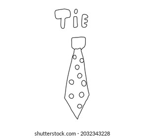 Corbata de puntos polka dibujada al estilo doodle. Vínculo de esquema, icono