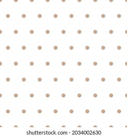 Polka dot tiled simple seamless pattern. Vector background. Beige dots on a white background. For material, paper, cover, clothing, wallpaper, notepad, wrapping paper, banner etc	

