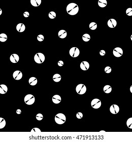 Polka dot, triangle chaotic seamless pattern. Fashion graphic background design. Modern stylish abstract texture. Monochrome template for prints, textiles, wrapping, wallpaper, website. VECTOR