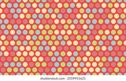 Polka dot vector design with a minimalist round shape pattern. Ideal for trendy fabric prints, wallpapers, and poster backgrounds with a simple geometric touch.