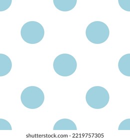 Polka dot vector design. Seamless pattern with blue polka dots on a white background. Cute background illustration.