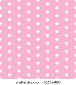 Polka dot vector - seamless ornament for wrapping paper or fabric design. White and pink.