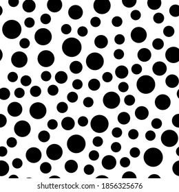 Polka Dot Vector Seamless Pattern. Spot circle bubble texture. Monochrome black and white abstract background design