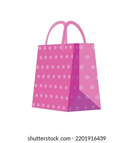 Polka dot vector shopping bag pink illustration
