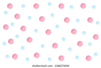 Polka dot vector watercolor pattern background. Pastel blue and pink wallpaper texture for template, web design and social media advertising. EPS10