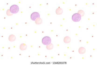 Polka dot vector watercolor pattern background. Pastel purple and pink wallpaper texture for template, website design and social media advertising. EPS10