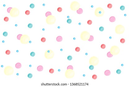 Polka dot vector watercolor pattern background. Pastel wallpaper texture for template, website design and social media advertising. EPS10