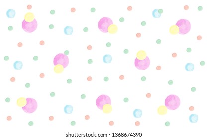 Polka dot vector watercolor pattern background. Pastel wallpaper texture for template, website design and social media advertising. 