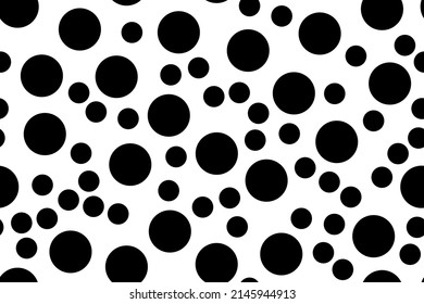 Polka Dot Vintage. Random Spot Circle. Black Round Confetti Background. Black Vector Wallpaper Paint. Geometric Big Dot Pattern. Black Seamless Vector Art. Pattern Cute Design. Geometric Drop Circle