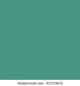 Polka dot vintage seamless pattern. Beige dots on sea green background. Good for design of wrapping paper, wedding invitation and greeting cards.