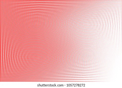 Polka dot wave halftone pattern. Gradient dots background. Modern vector illustration. Abstract wavy curves. Points backdrop. Dotted spotted pattern. Monochrome light red template