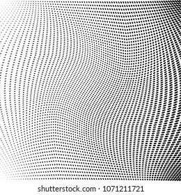 Polka dot wave halftone pattern. Gradient dots background. Modern vector illustration. Abstract curves. Points backdrop. Wavy dotted spotted 
pattern. Monochrome grunge template for web design