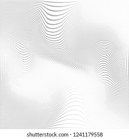 Polka Dot Wave Halftone Pattern. Gradient Dots Background. Modern Vector Illustration. Abstract Curves. Points Backdrop. Wavy Dotted Spotted 
Pattern. Monochrome Grunge Template For Web Design