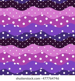 Polka dot and waves. Cute seamless pattern in color of petal of flower morning-glory. Â  Frills.
