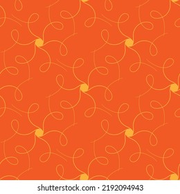 Polka dot and wavy line on orange Decorative elegant romantic seamless pattern for decor, wallpaper, wrapping, fabric, prints. Abstract fashion texture illustration