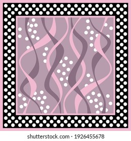Polka dot with wavy line pattern. Vector design patch for print, textile, scarf design. EPS10 Illustration.