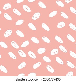 Polka dot white abstract seamless pattern on pink background. Vector design for textile, backgrounds, clothes, wrapping paper, web sites and wallpaper. Fashion illustration seamless pattern.