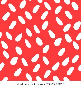 Patrón transparente abstracto del punto blanco Polka sobre fondo rojo. Diseño de vectores para textiles, fondos, ropa, papel de envoltura, tela y papel pintado. Ilustración de moda sin fisuras.